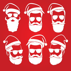 Set of Hipster Santa Claus icon. Vector illustration.