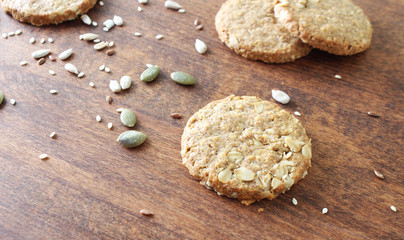 cereal cookies on wooden background