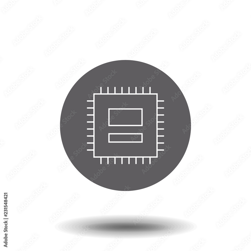 Poster computer chip isolated linear icon for websites minimalistic flat design