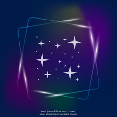  Vector neon light icon of the star, starry sky, shine of purity. Layers grouped for easy editing illustration. For your design.