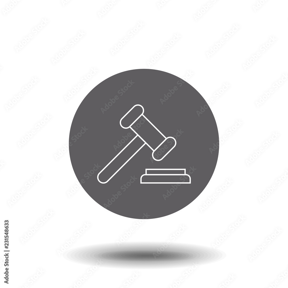 Poster auction hammer outline icon. linear style sign for mobile concept and web design. judge gavel simple