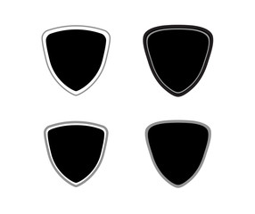 Shield set. Emblem signs isolated on background. Symbol of security, power, protection. Badge shape shield graphic design.