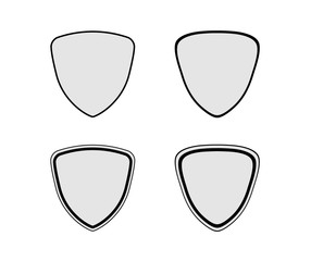 Shield set. Emblem signs isolated on background. Symbol of security, power, protection. Badge shape shield graphic design.
