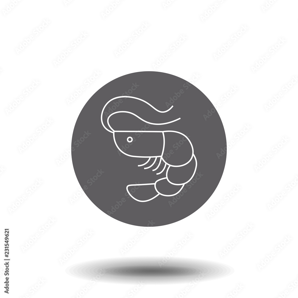 Poster shrimp outline icon. linear style sign for mobile concept and web design. shellfish simple line vect