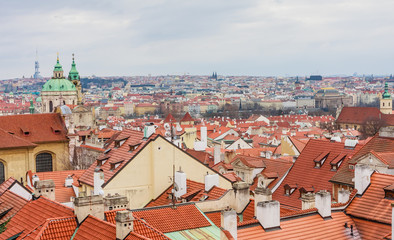 Fototapeta na wymiar Prague cityscape seen from high point, Czech Republic..