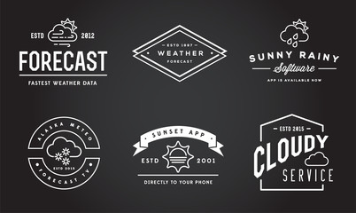 Obraz premium Set of Vector Weather Icons and Logotypes of Business Forecasting Apps and Channels