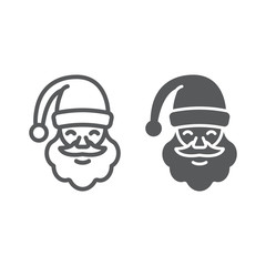 Santa claus line and glyph icon, christmas