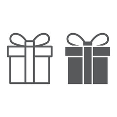 Gift box line and glyph icon, christmas package