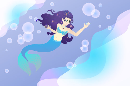 Mermaid female vector illustration