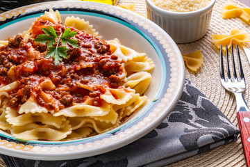 Delicious gravy pasta with bolognese sauce.