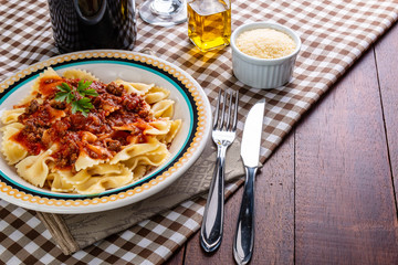 Delicious gravy pasta with bolognese sauce.