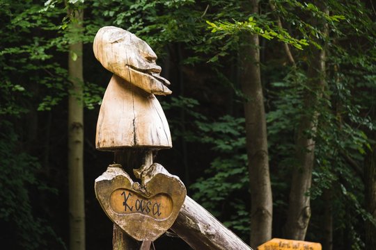 Horni Lipova, Czech Republic - September 04, 2018: Attractions in "Lesni Bar" - Forest Bar in the middle of the woods. Czech Republic
