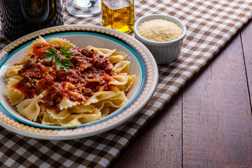 Delicious gravy pasta with bolognese sauce.