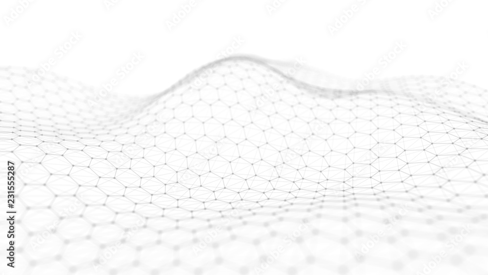 Aufkleber Abstract technology background. Artificial intelligence. Futuristic hexagon perspective background. Big data visualization. 3D rendering.