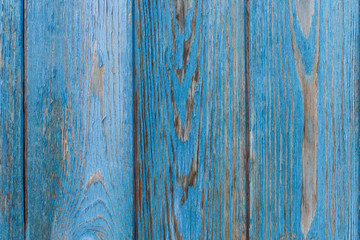 Fototapeta na wymiar Blue wooden wall. Old shabby wooden planks with cracked color paint. Background. Texture wood.