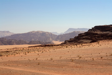 Fototapeta na wymiar Rock in desert of Wadi Rum - Jordan