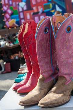 Cowboy boots at a flea market in Austin, Texas.