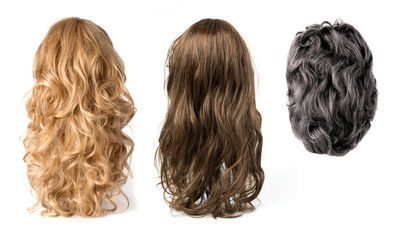 wigs isolated on white background