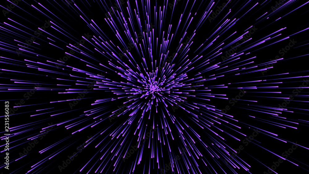 Poster Abstract circular speed background. Starburst dynamic lines pattern. Abstract data flow background. 3D rendering.