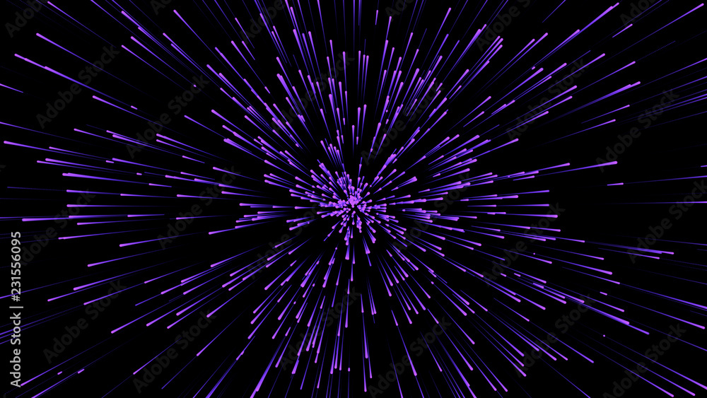 Aufkleber Abstract circular speed background. Starburst dynamic lines pattern. Abstract data flow background. 3D rendering.