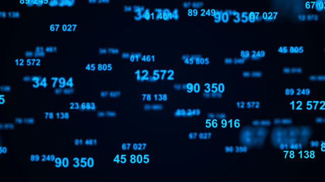 Digital blue background. Information code. Binary computer code. 3d rendering