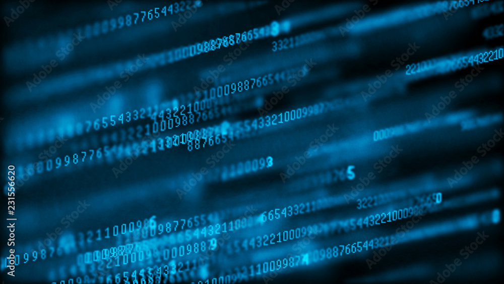 Fototapete Digital background matrix. Data packets. Binary computer code. Hacker concept. 3d rendering