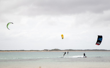 kite surfing on beach