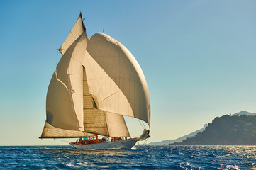 Naklejka premium Sailing yacht race. Yachting. Sailing. Regatta. Classic sail yachts 