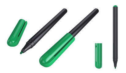 Open and closed marker isolated on white, 3D rendering