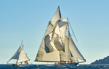 Obraz premium Sailing yacht race. Yachting. Sailing. Regatta. Classic sail yachts 