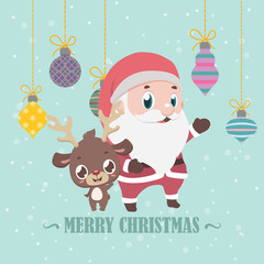 Reindeer and Santa Christmas greeting