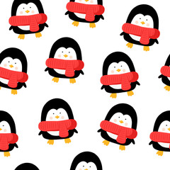 vector christmas seamless pattern with penguin. Suitable for fabric, paper, packaging, decor and design