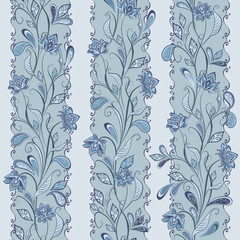 Abstract vintage pattern with decorative flowers, leaves and Paisley pattern in Oriental style. - 231558071