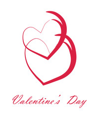 Valentine's Day greeting card with red heart and text. Vector illustration on a white background