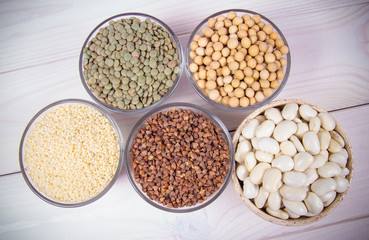 Food products containing protein of vegetable origin.