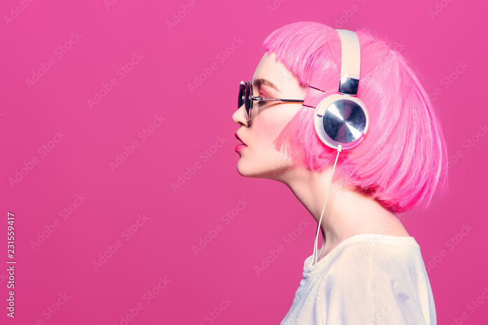 Canvas Prints girl in headphones