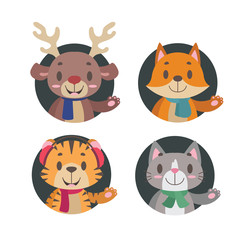 Cute little animals in winter apparel