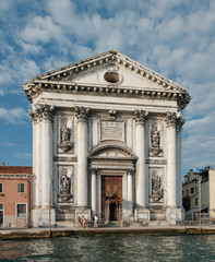 Obraz premium Venice, Italy, September 17, 2018 - Tourists in front of the Church of Santa Maria del Rosario