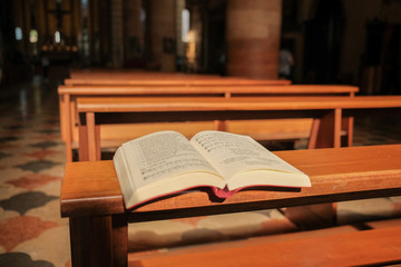 Opened prayer book in the cathedral in Verona