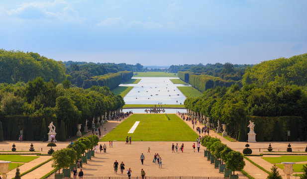 garden view of the palace of versailles