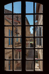 window with view of old street