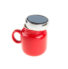 red thermo cup isolated on white background