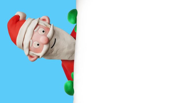 Weihnachtsmann aus Knete – Animation mit blauem Hintergrund
