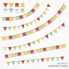 Vector illustration of a realistic garland of colorful flags. 