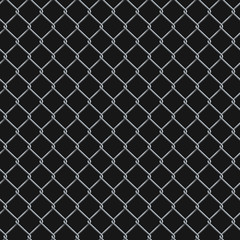 Seamless realistic chain link fence background on black