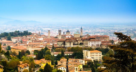 city view of Bergamo city, historic place in Italy, popular cheap airlines destinantion