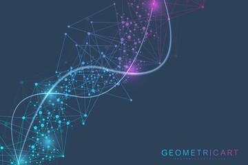 Big Data Visualization Background. Modern futuristic virtual abstract background. Science network pattern, connecting lines and dots. Global network connection vector.