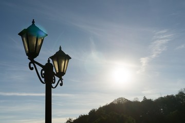 Fototapeta na wymiar Street lamp in the park. Czech Republic