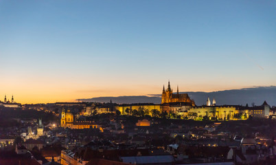 Fototapeta na wymiar Panoramic view of Prague at sunset, Czech Republic