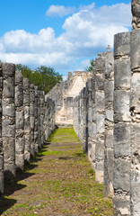 Fototapeta na wymiar Mexico, Yucatan, Chichen Itzá, Yucatán. Ruins of the Warriors temple. Originally created with One Thousand columns